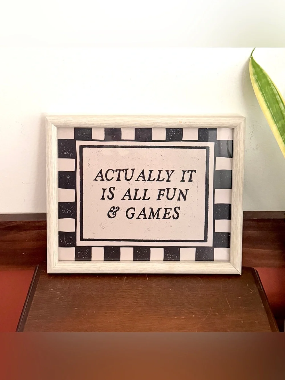 Actually It Is All Fun & Games Striped Canvas Art Print Framed Wall Hanging Art